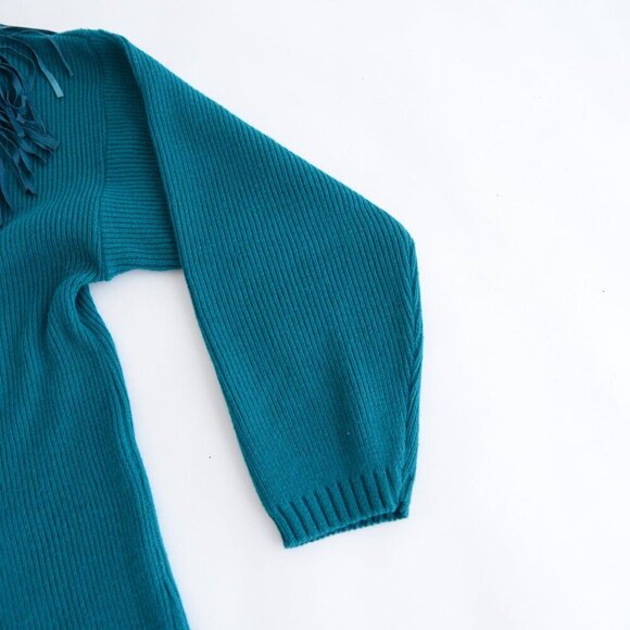 Vintage Cover Charge Teal Western Fringe Cowgirl Long Sleeve Shirt L - Picture 5 of 13